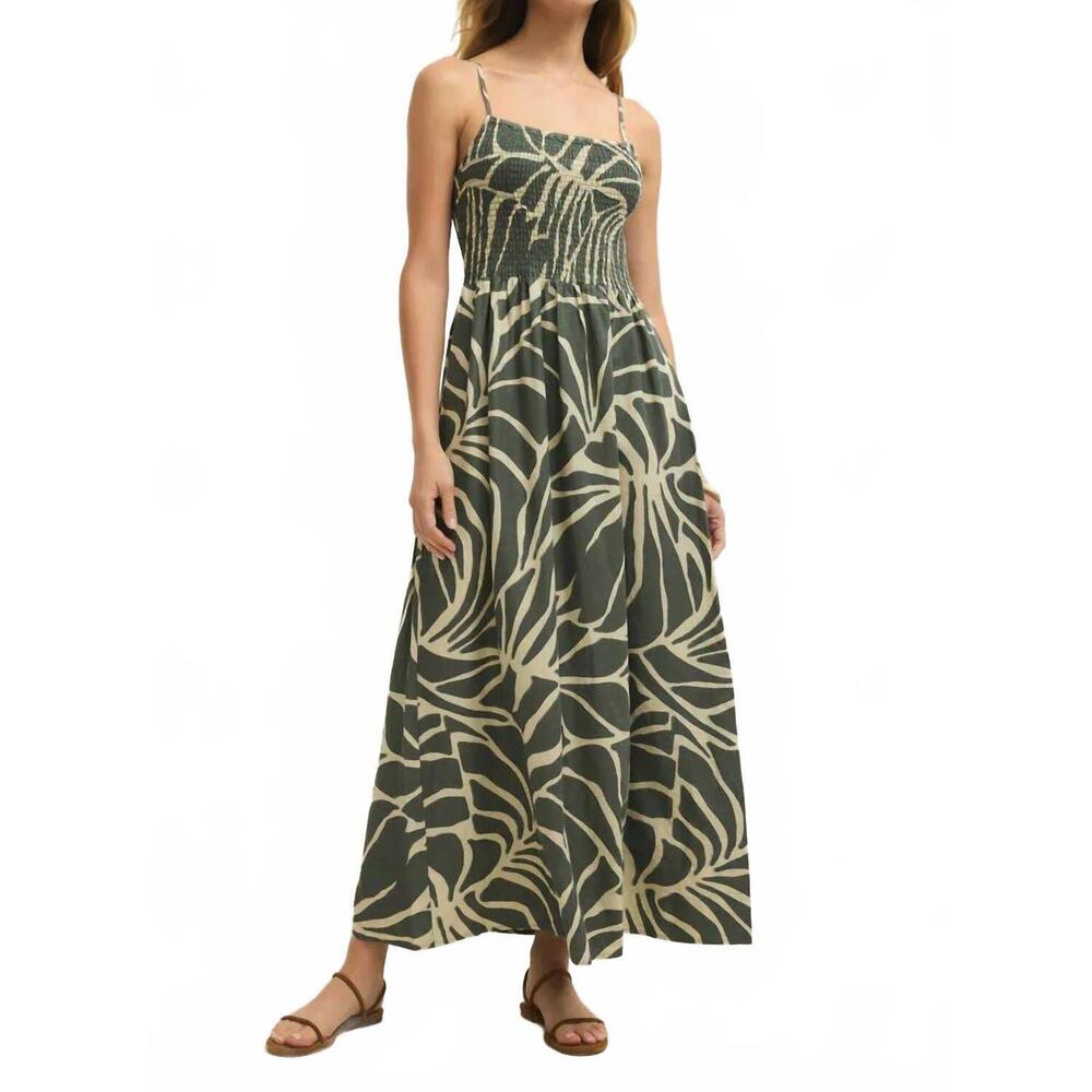 NEW Z SUPPLY bayside tova palm midi dress in tea leaf